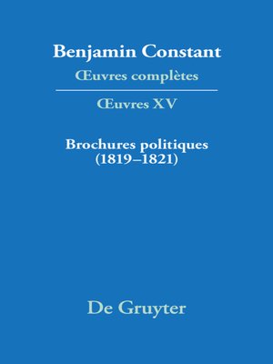 cover image of Brochures politiques (1819–1821)